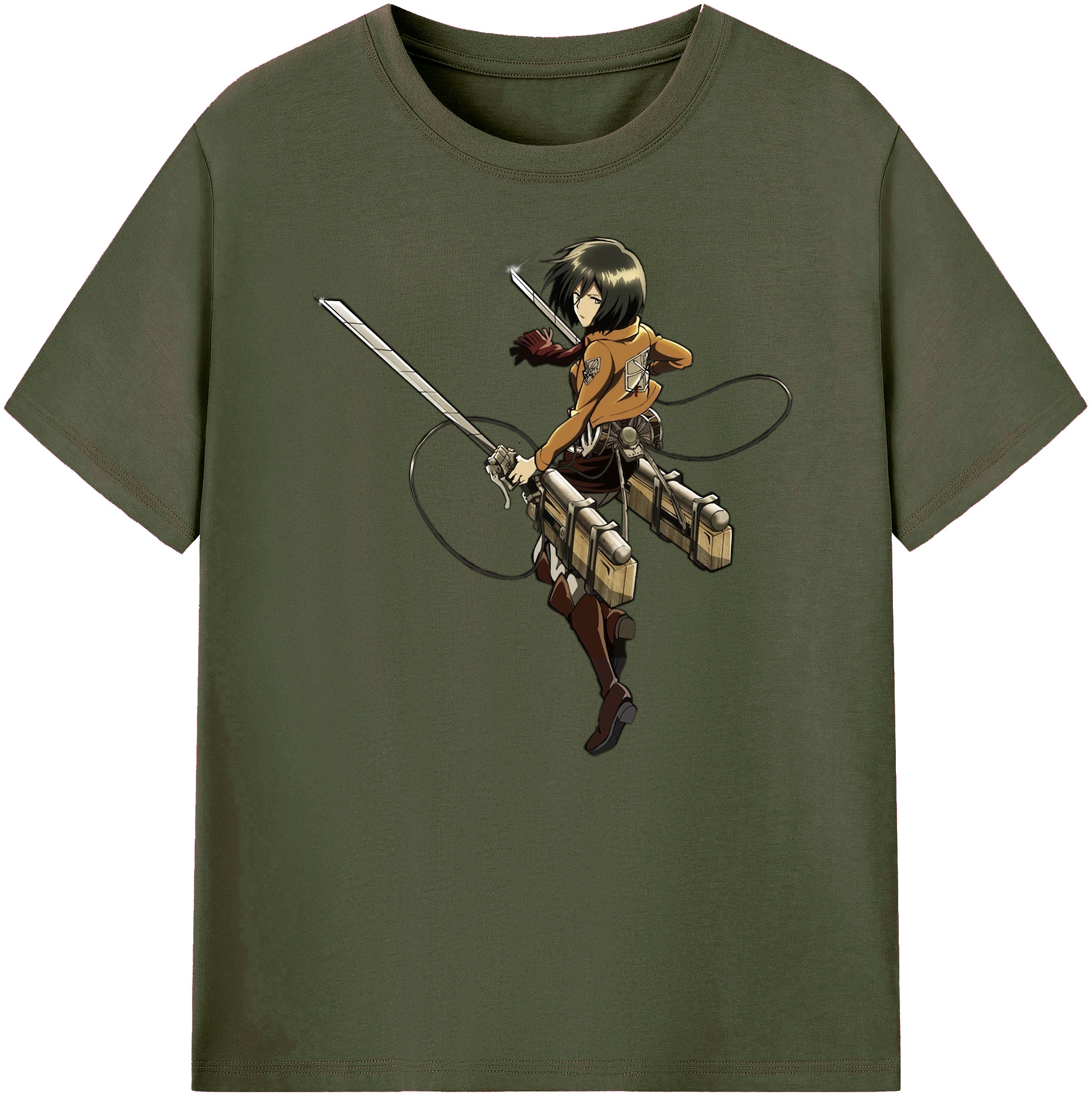 （画像用） 進撃の巨人 ミカサ·アッカーマン Attack on Titan Mikasa Ackerman 綿100％ メンズ半袖Tシャツ｜肌触りやわらか＆通気性
